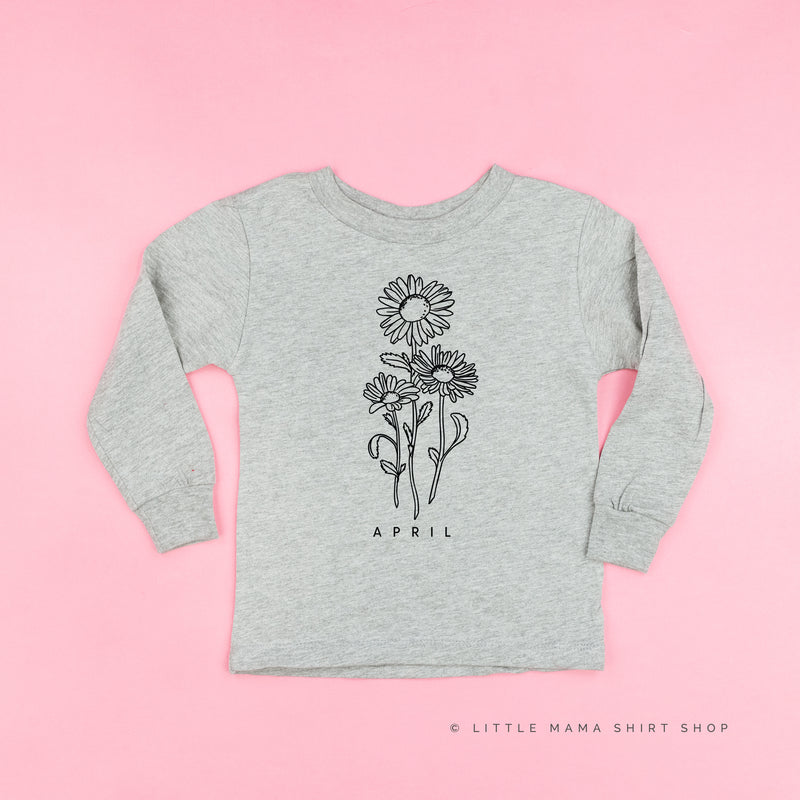 APRIL BIRTH FLOWER - Daisy - Long Sleeve Child Shirt