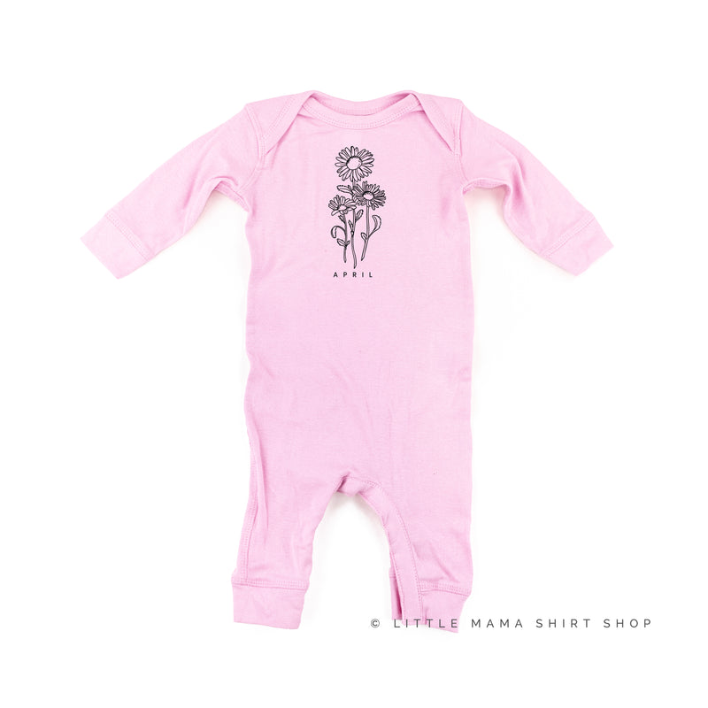 APRIL BIRTH FLOWER - Daisy - One Piece Baby Sleeper