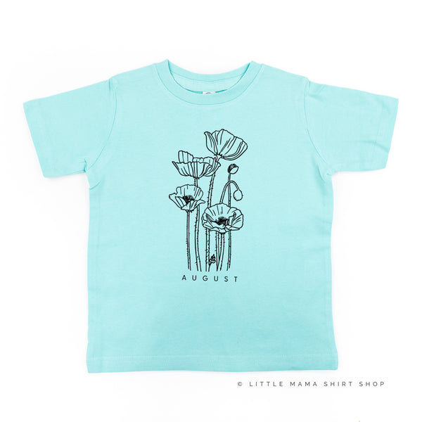 AUGUST BIRTH FLOWER - Poppy - Short Sleeve Child Shirt