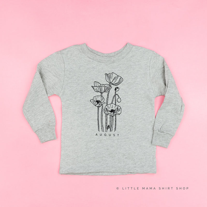AUGUST BIRTH FLOWER - Poppy - Long Sleeve Child Shirt