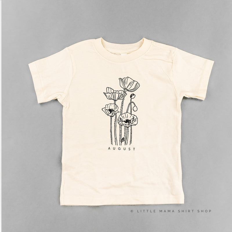 AUGUST BIRTH FLOWER - Poppy - Short Sleeve Child Shirt
