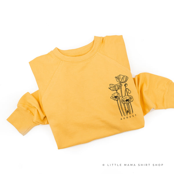 AUGUST BIRTH FLOWER - Poppy - pocket - Lightweight Pullover Sweater
