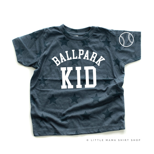 Ballpark Kid - Baseball Detail on Sleeve - Short Sleeve Child STAR Shirt