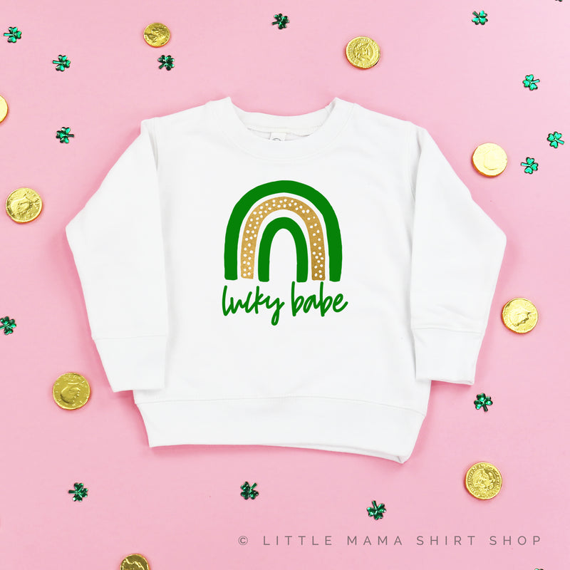 LUCKY MAMA + LUCKY BABE - GREEN + GOLD RAINBOWS - Set of 2 Lightweight Sweaters