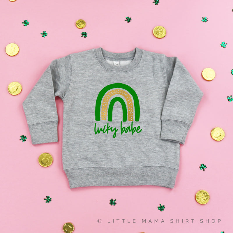 LUCKY MAMA + LUCKY BABE - GREEN + GOLD RAINBOWS - Set of 2 Lightweight Sweaters