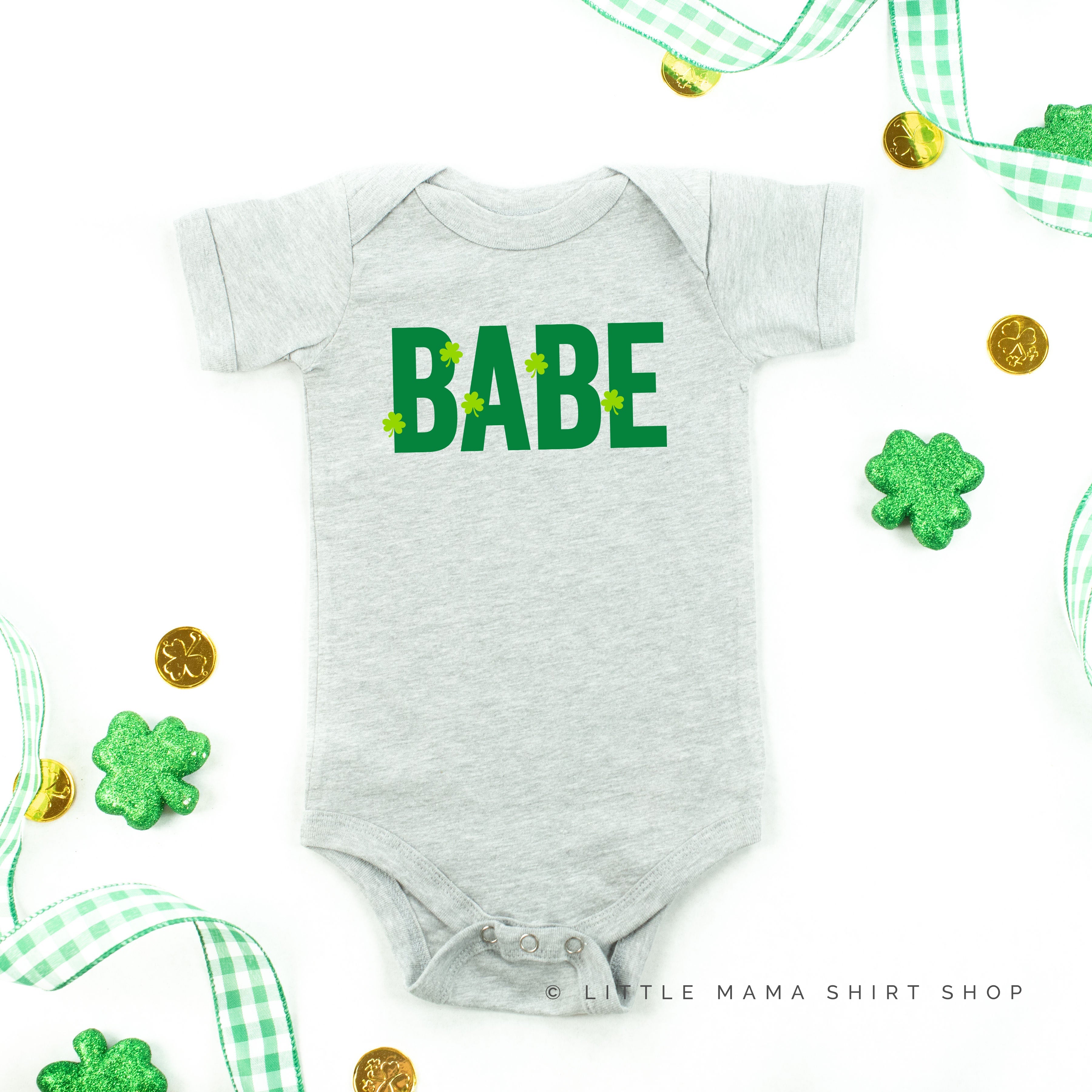 Babe - Mini Shamrocks - Infant Bodysuit/Tee Little Mama Shirt Shop