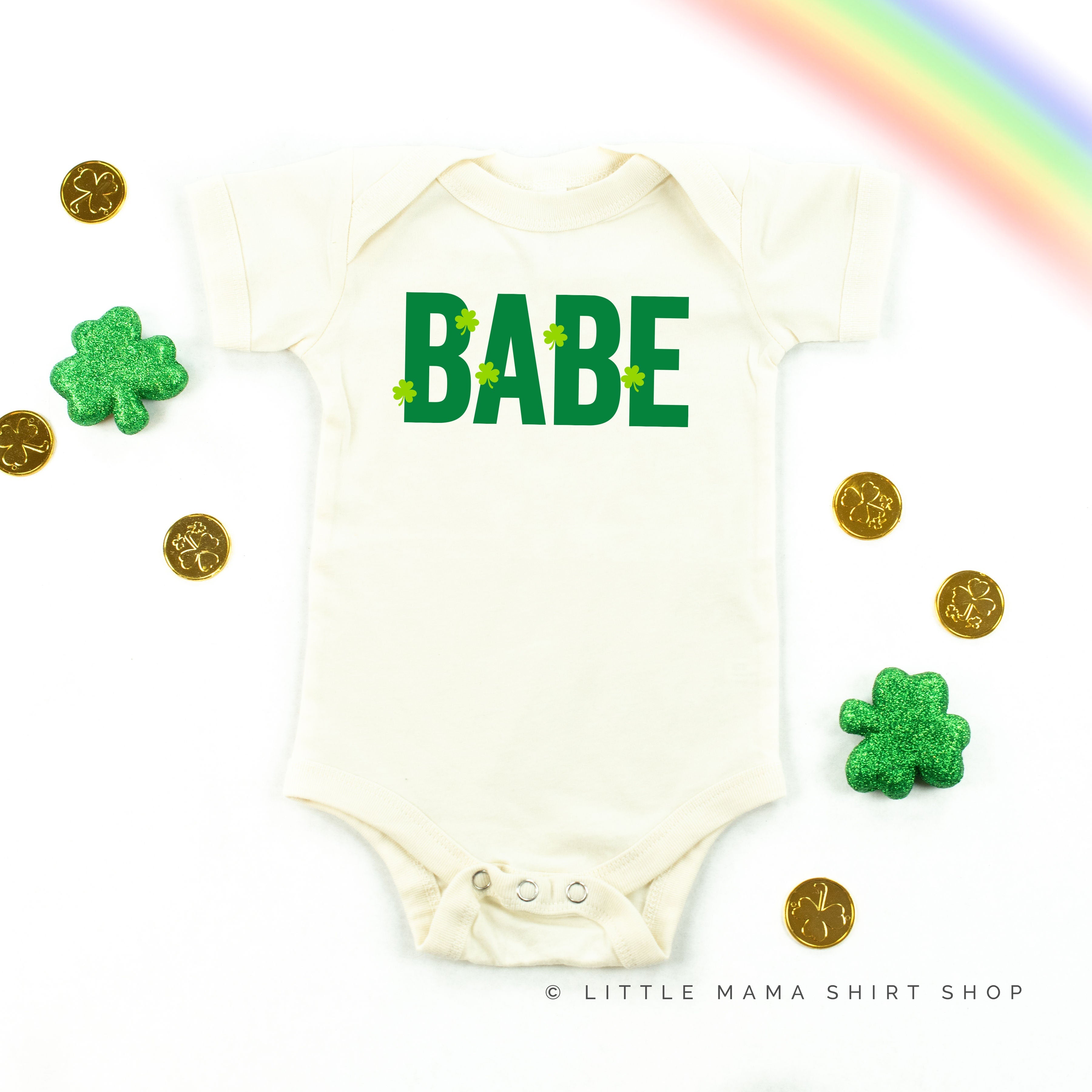 Babe - Mini Shamrocks - Infant Bodysuit/Tee Little Mama Shirt Shop