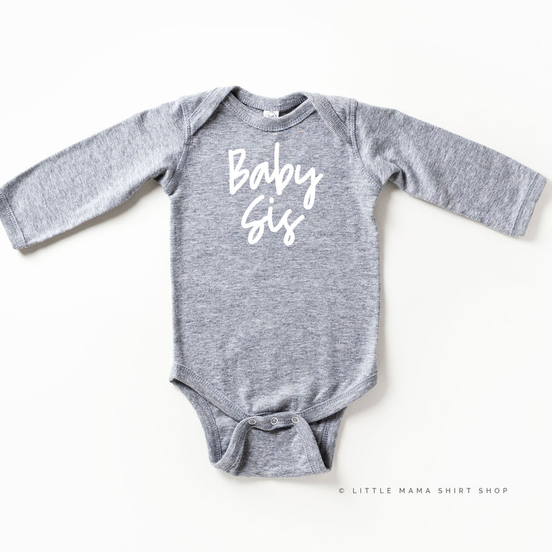 Baby Sis - Cursive - Long Sleeve Child Shirt