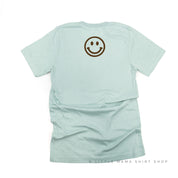 MOM x3 (Smiley Face) w/ Small Smiley Face on Back - Unisex Tee