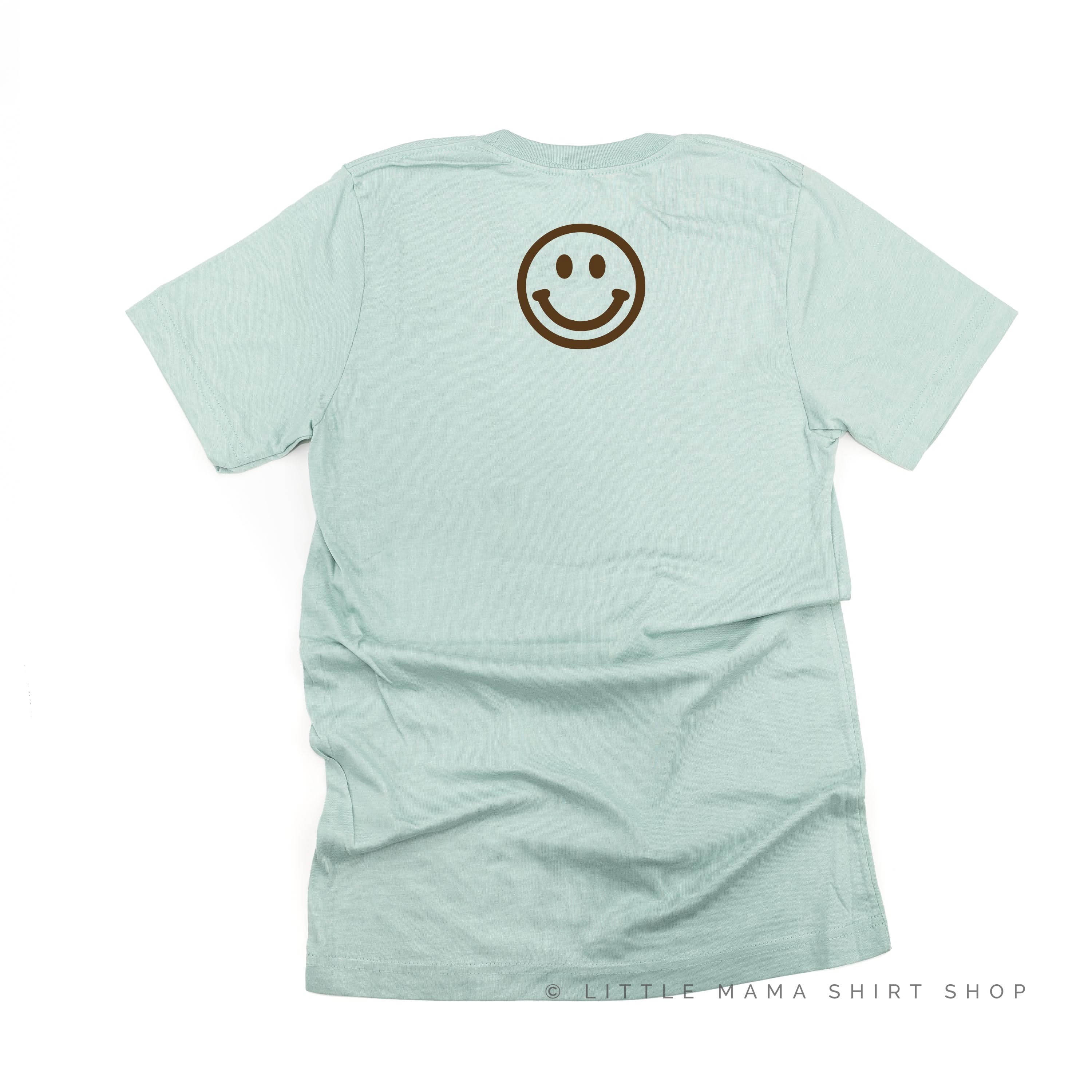 MOM x3 (Smiley Face) w/ Small Smiley Face on Back - Unisex Tee