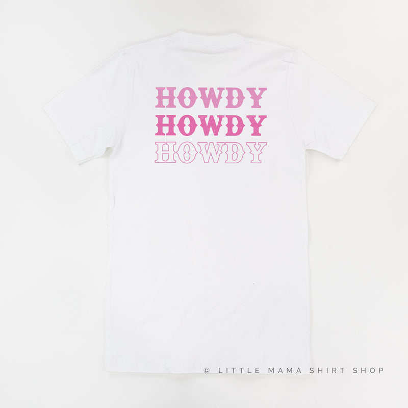 Cowgirl at Heart - Disco (Pocket) w/ Howdy x3 on Back - Distressed Design - Unisex Tee