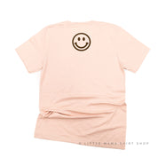 MOM x3 (Smiley Face) w/ Small Smiley Face on Back - Unisex Tee