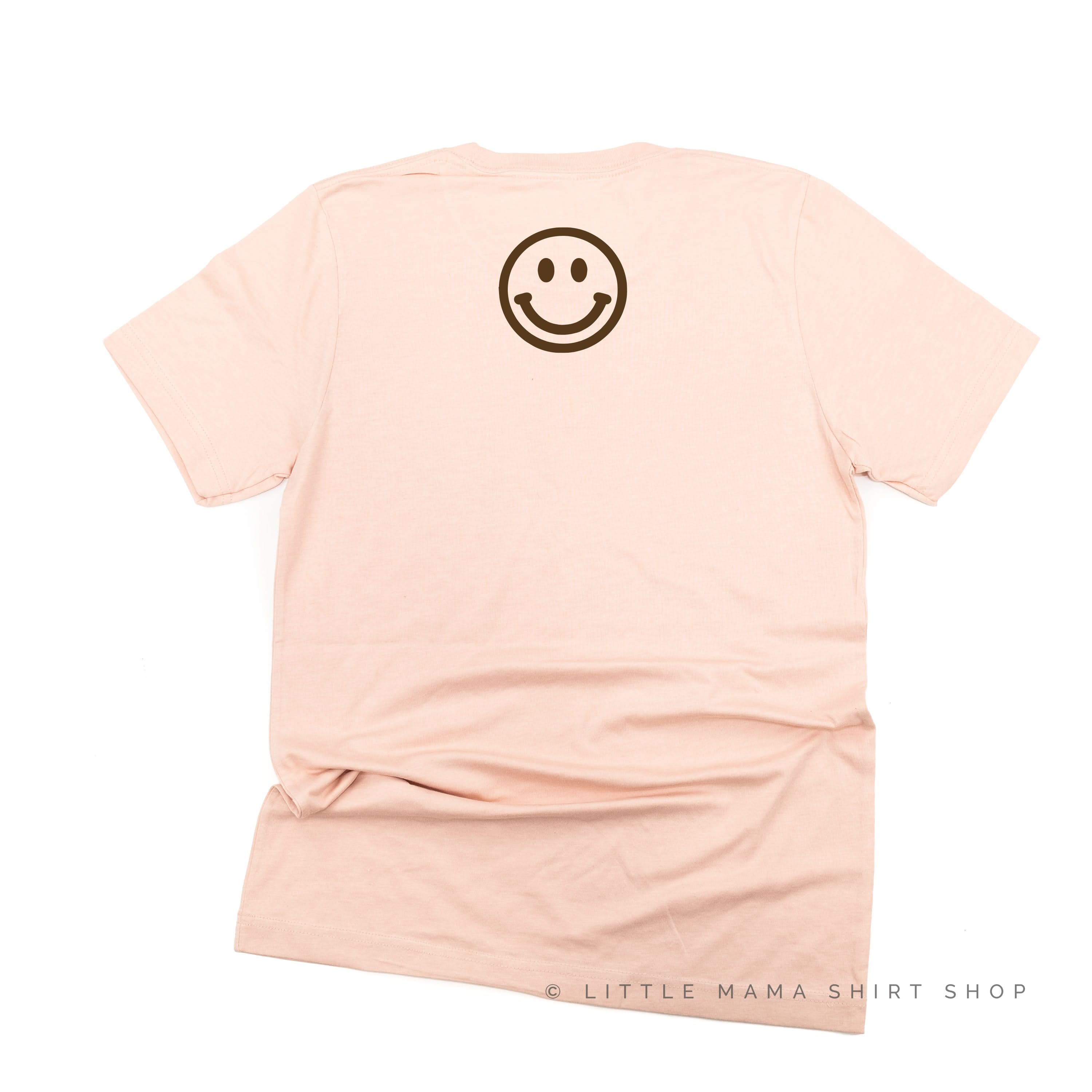 MOM x3 (Smiley Face) w/ Small Smiley Face on Back - Unisex Tee