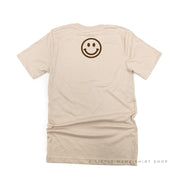 MOM x3 (Smiley Face) w/ Small Smiley Face on Back - Unisex Tee