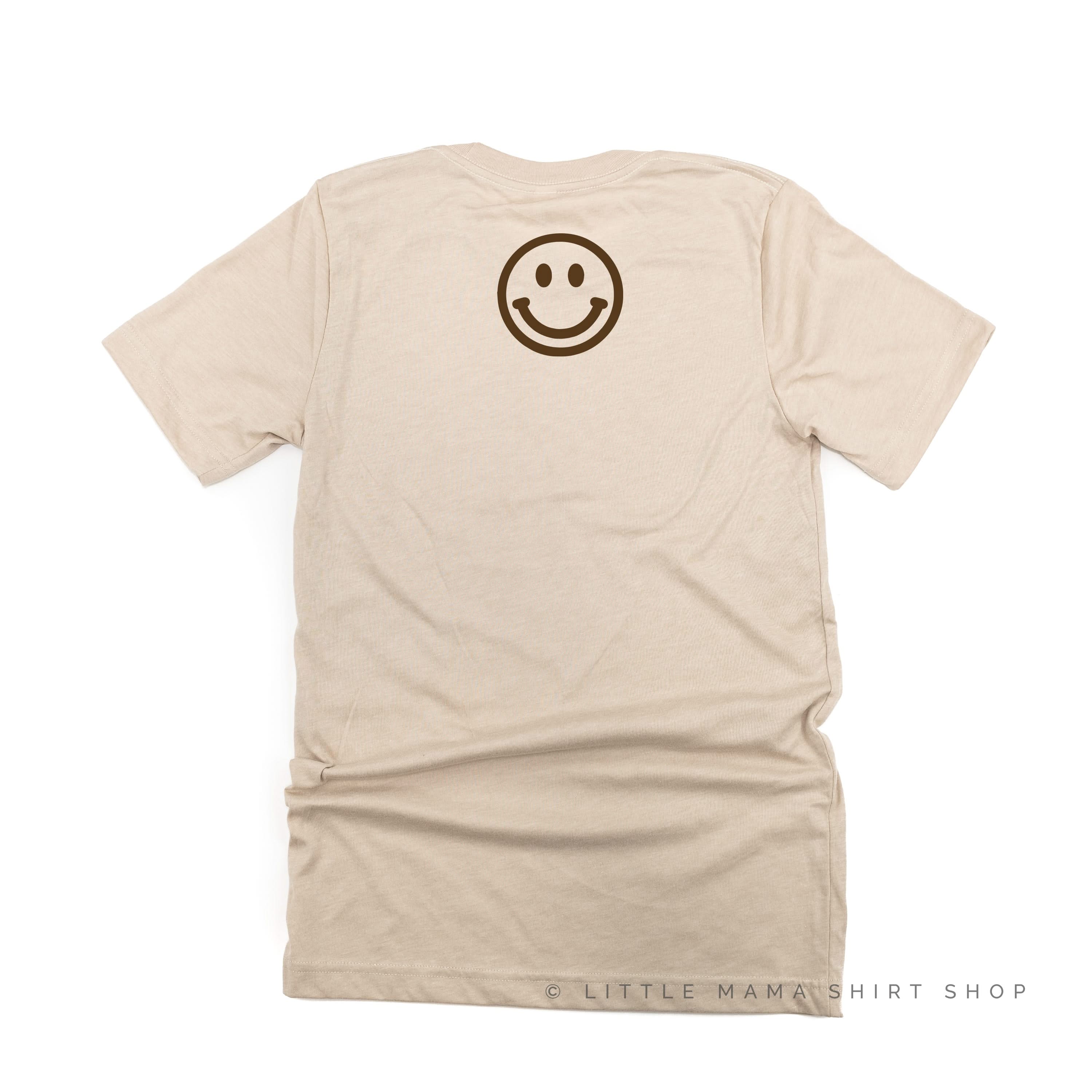 MOM x3 (Smiley Face) w/ Small Smiley Face on Back - Unisex Tee