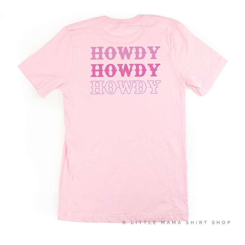 Cowgirl at Heart - Disco (Pocket) w/ Howdy x3 on Back - Distressed Design - Unisex Tee