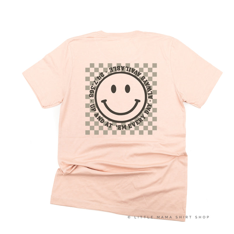 CARPOOL QUEEN (Up And At 'Em Smiley Face on Back) - Unisex Tee