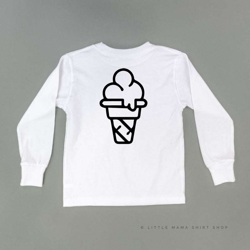 Professional Ice Cream Taste Tester -  Single Cone on Back - Long Sleeve Child Shirt