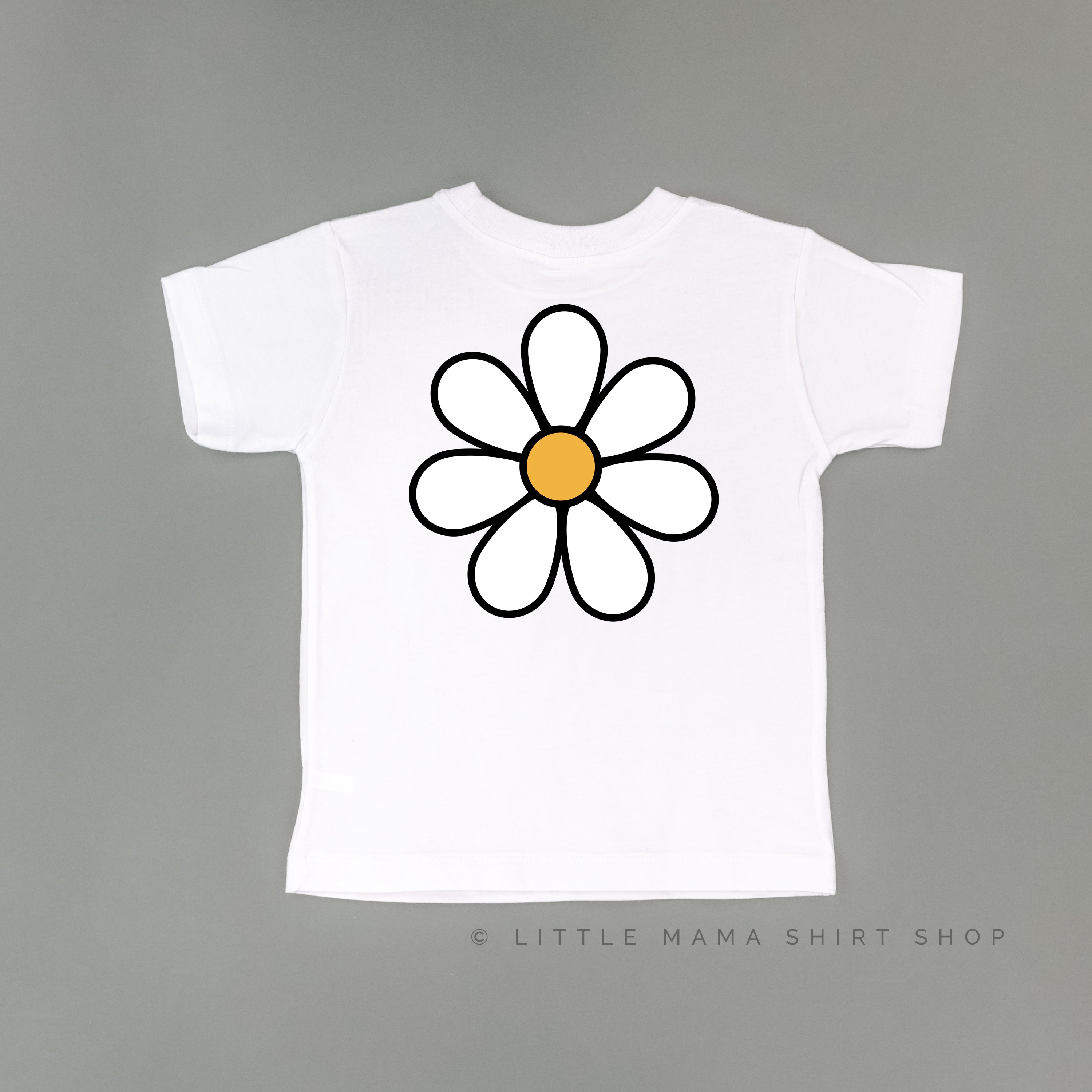 DAISY - BIRTHDAY GIRL - w/ Full Daisy on Back - Short Sleeve Child Shirt Little Mama Shirt Shop