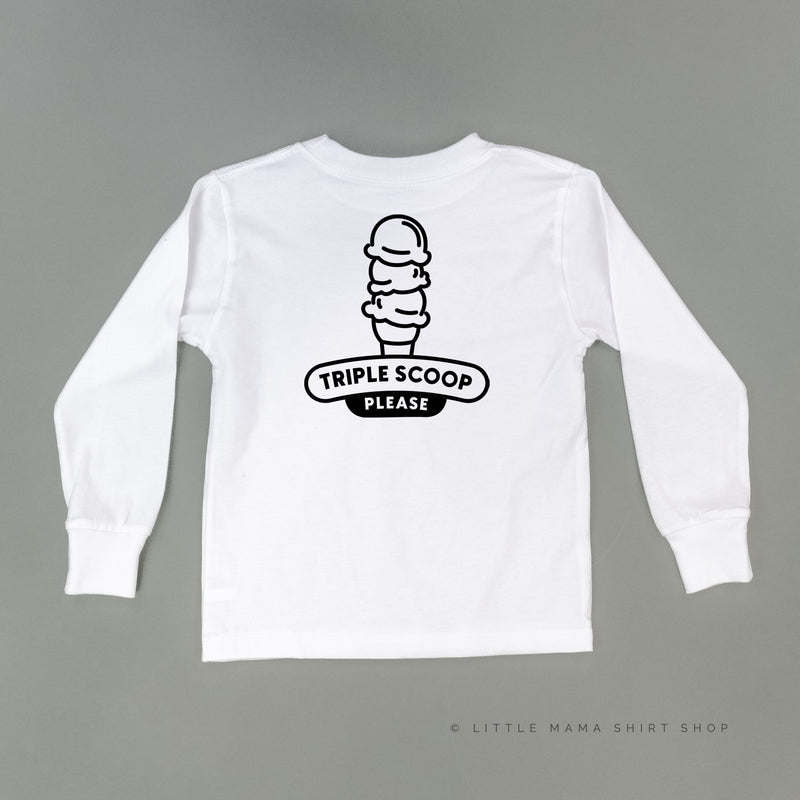 Ice Cream Truck - Triple Scoop on Back - Long Sleeve Child Shirt