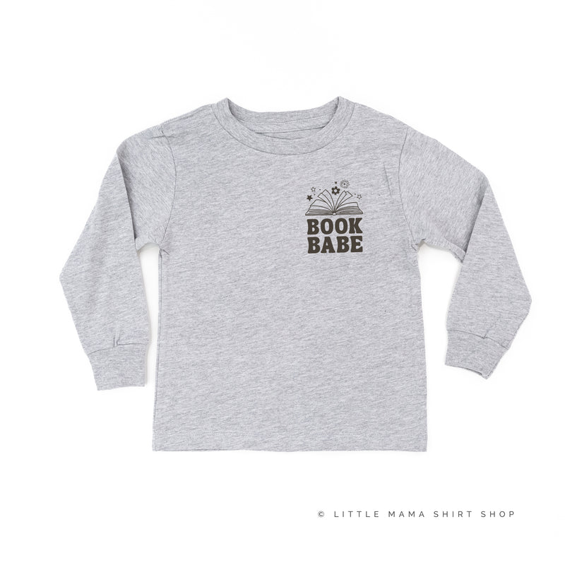 BOOK BABE (Dark Brown Pocket Design) - Long Sleeve Child Shirt