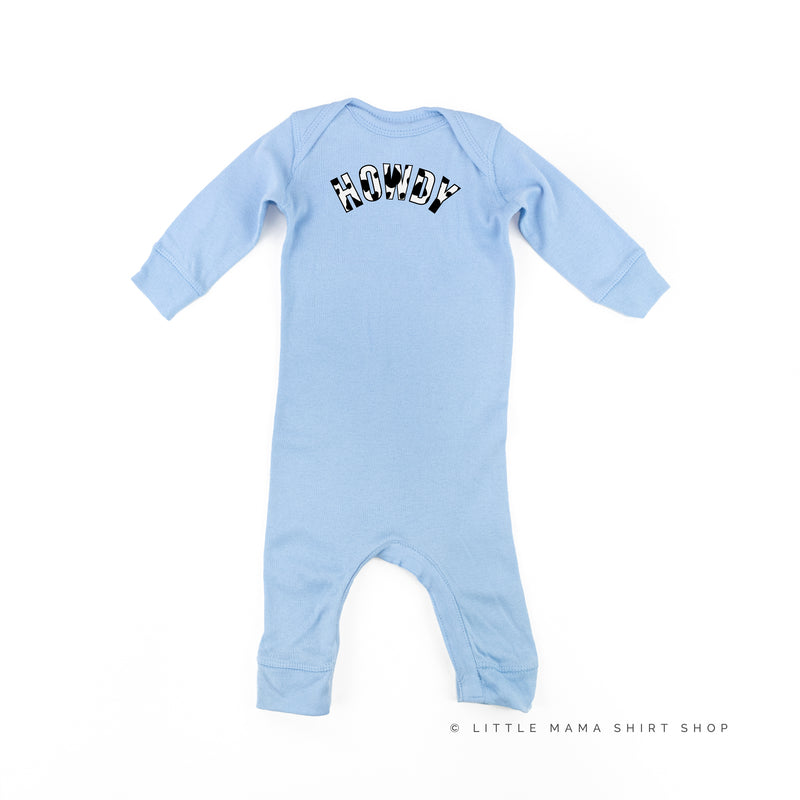 HOWDY - Cow Print - One Piece Baby Sleeper