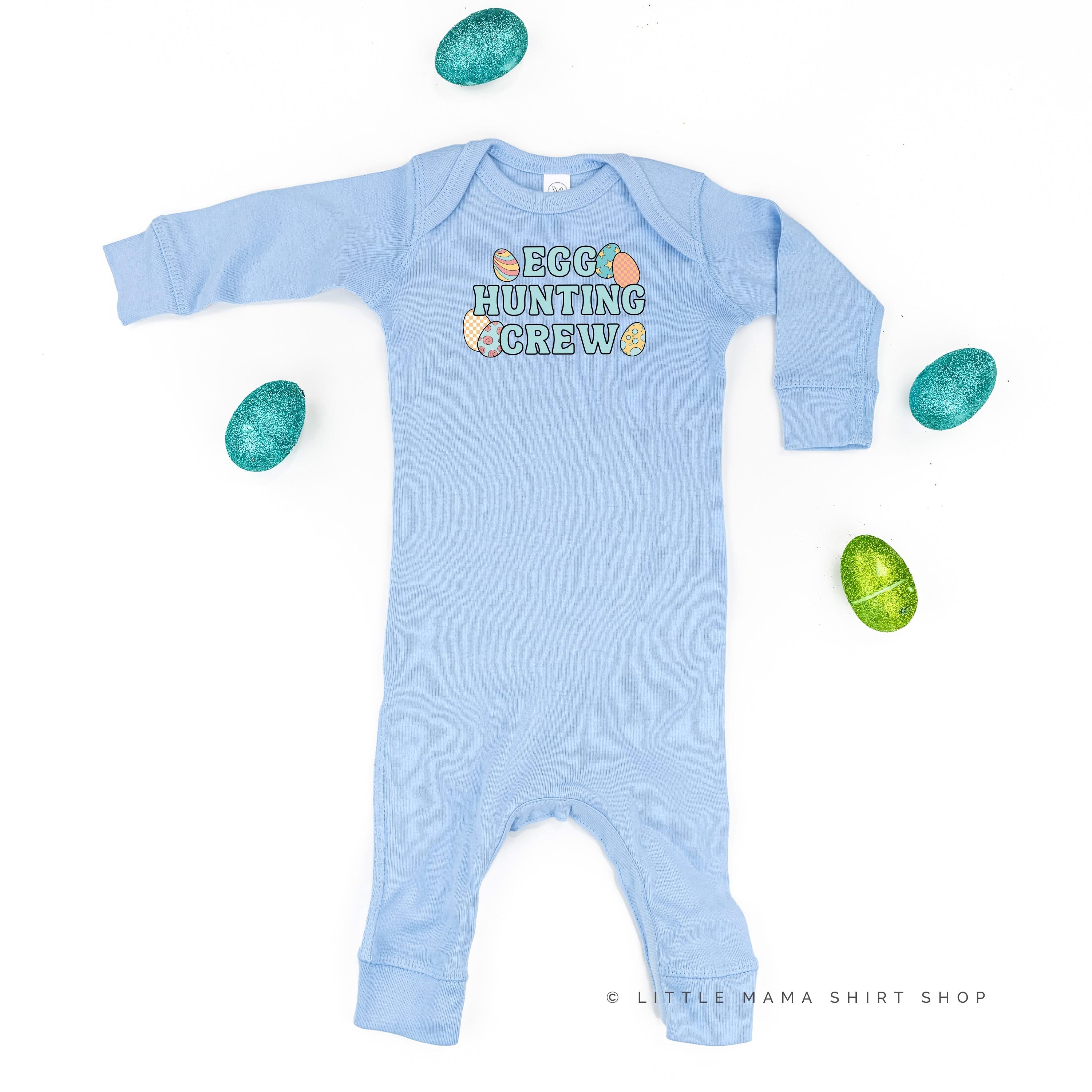 Egg Hunting Crew - Groovy w/ Eggs - Baby Sleeper Little Mama Shirt Shop