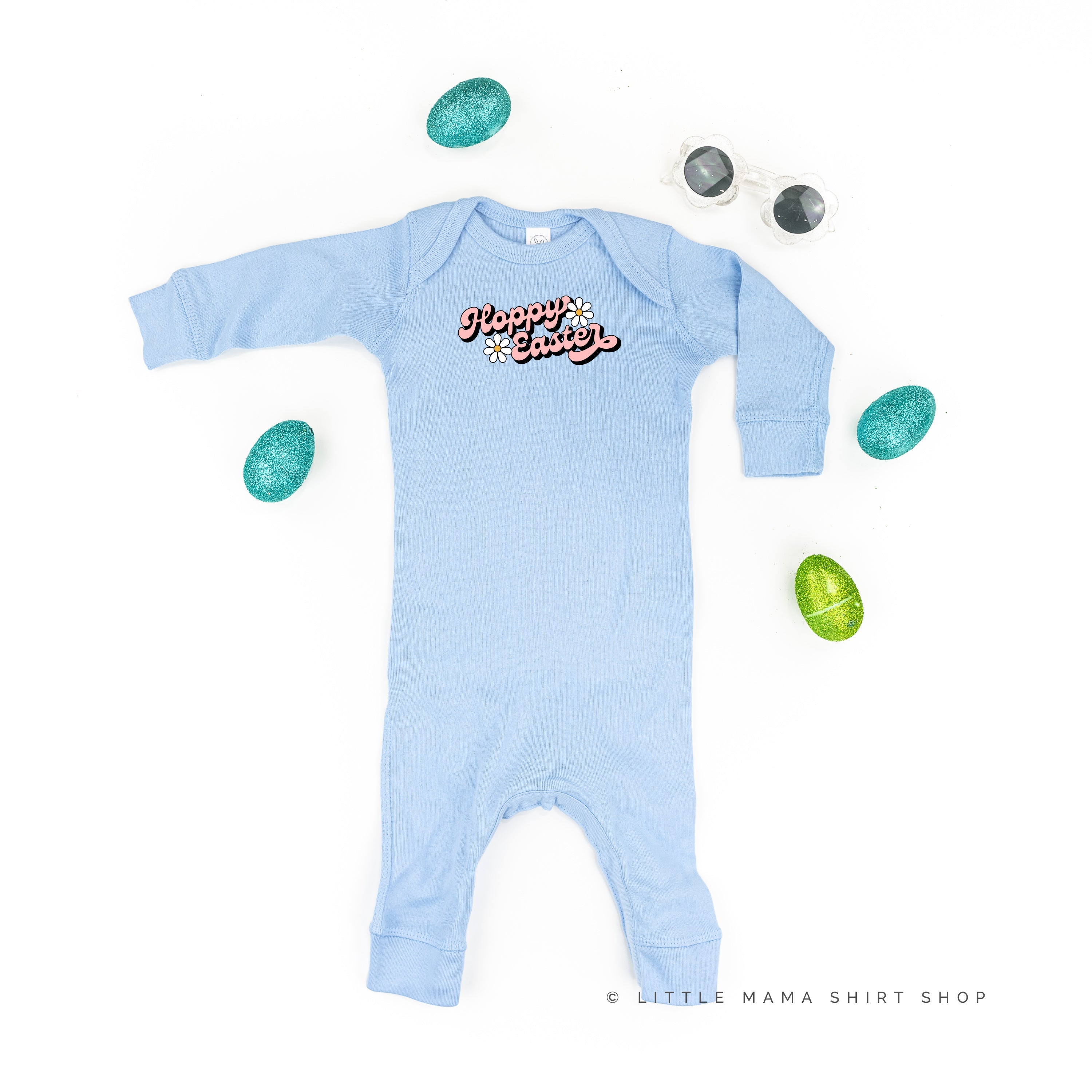 Hoppy Easter - Daisies - Baby Sleeper Little Mama Shirt Shop