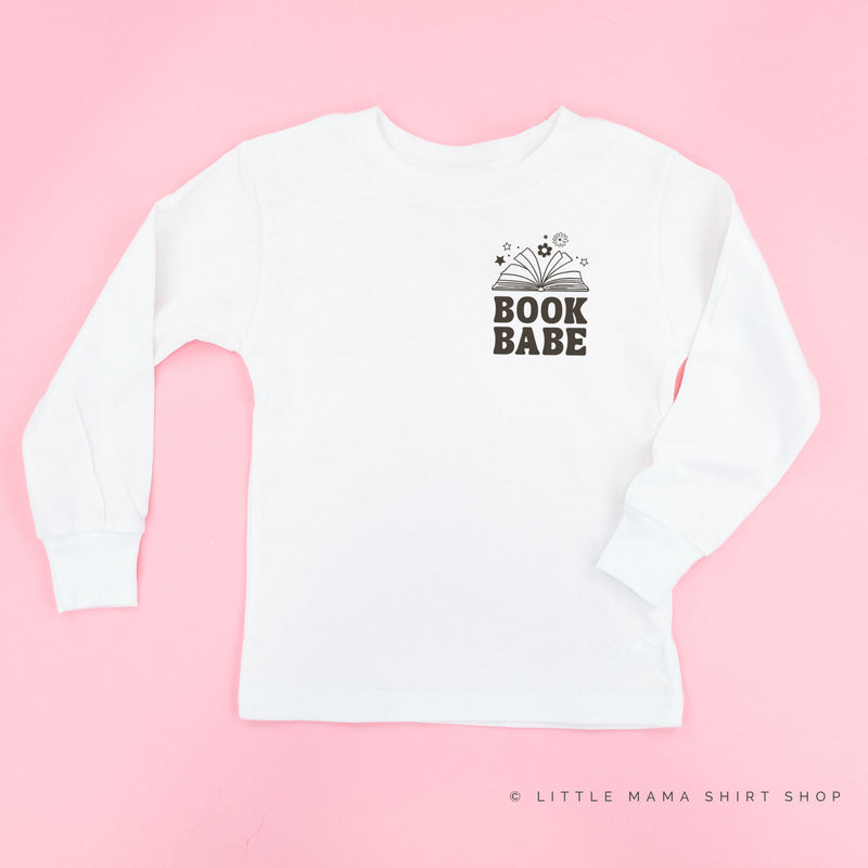 BOOK BABE (Dark Brown Pocket Design) - Long Sleeve Child Shirt