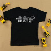 BIRTHDAY BOY CONSTRUCTION TRUCKS - Short Sleeve Child Shirt Little Mama Shirt Shop