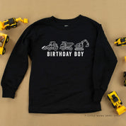 BIRTHDAY BOY CONSTRUCTION TRUCKS - Long Sleeve Child Shirt Little Mama Shirt Shop