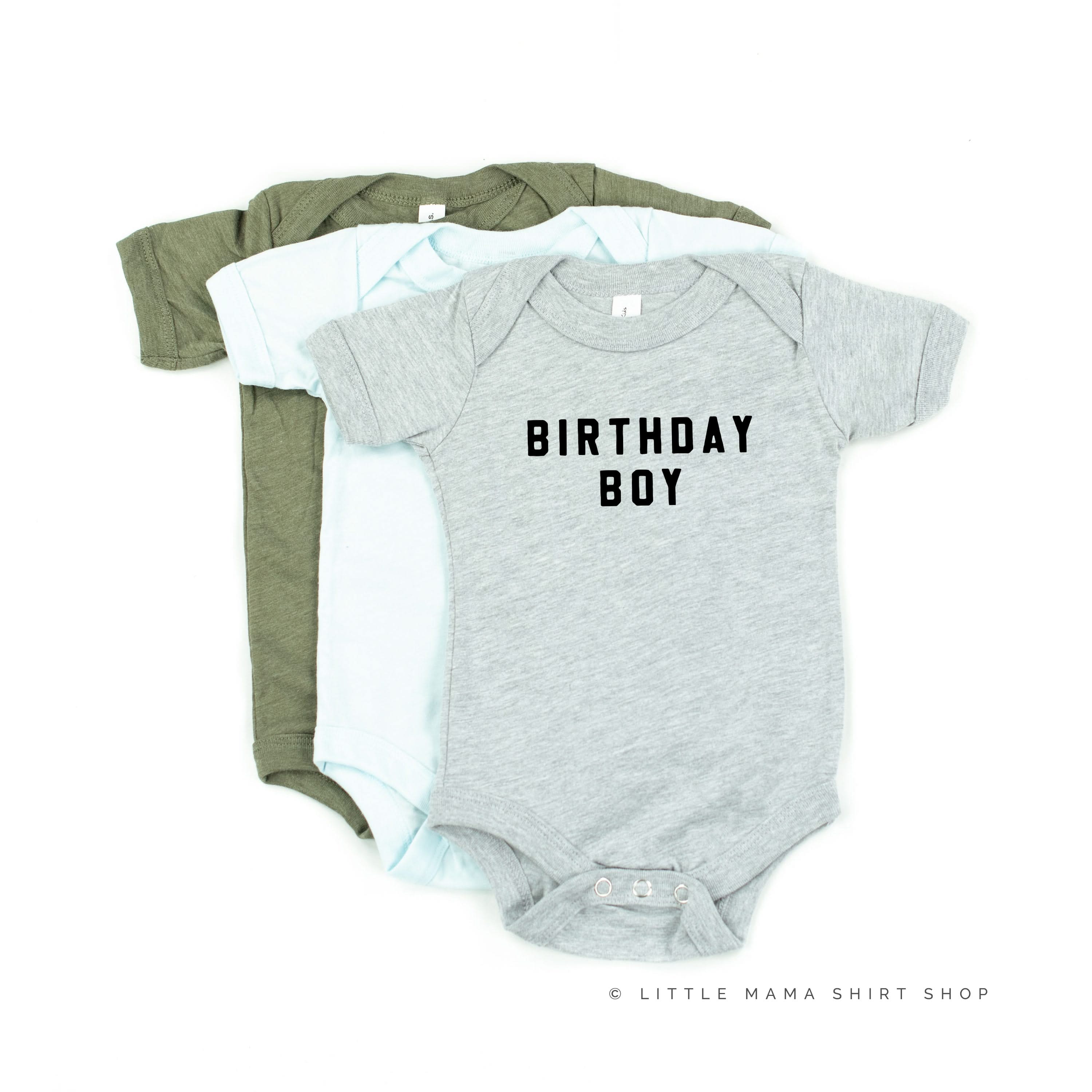 BIRTHDAY BOY - BLOCK FONT - Child Shirt Little Mama Shirt Shop