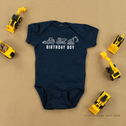 BIRTHDAY BOY CONSTRUCTION TRUCKS - Short Sleeve Child Shirt Little Mama Shirt Shop