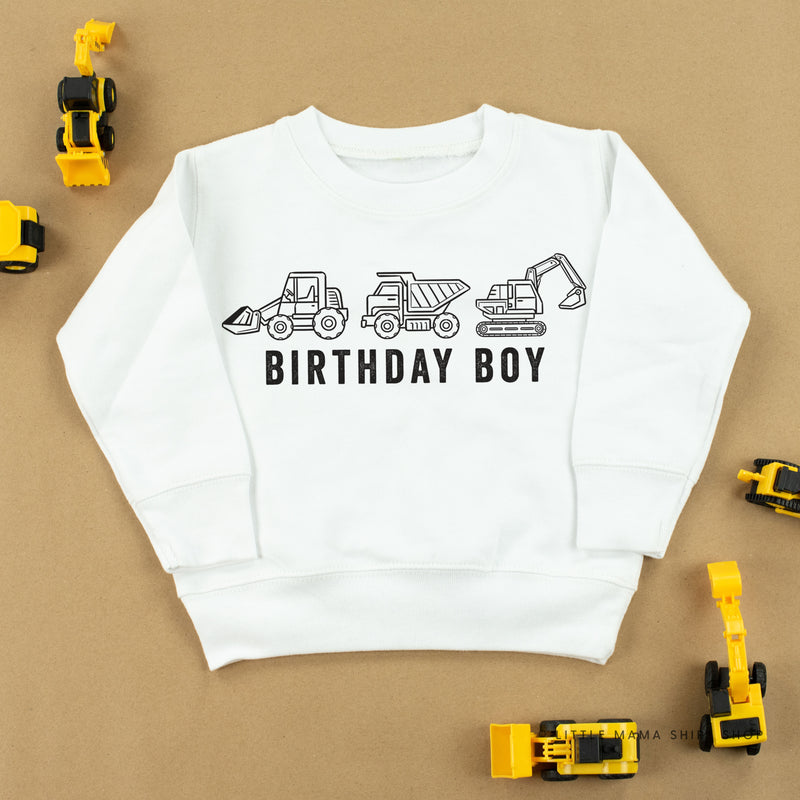 BIRTHDAY BOY CONSTRUCTION TRUCKS - Child Sweater