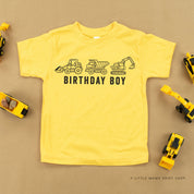 BIRTHDAY BOY CONSTRUCTION TRUCKS - Short Sleeve Child Shirt Little Mama Shirt Shop