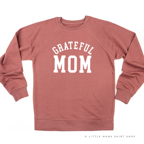 Grateful Mom - (Varsity) - Lightweight Pullover Sweater