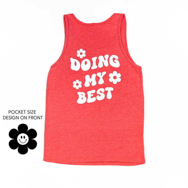 DOING MY BEST (w/ Simple Flower Smiley) - Unisex Jersey Tank