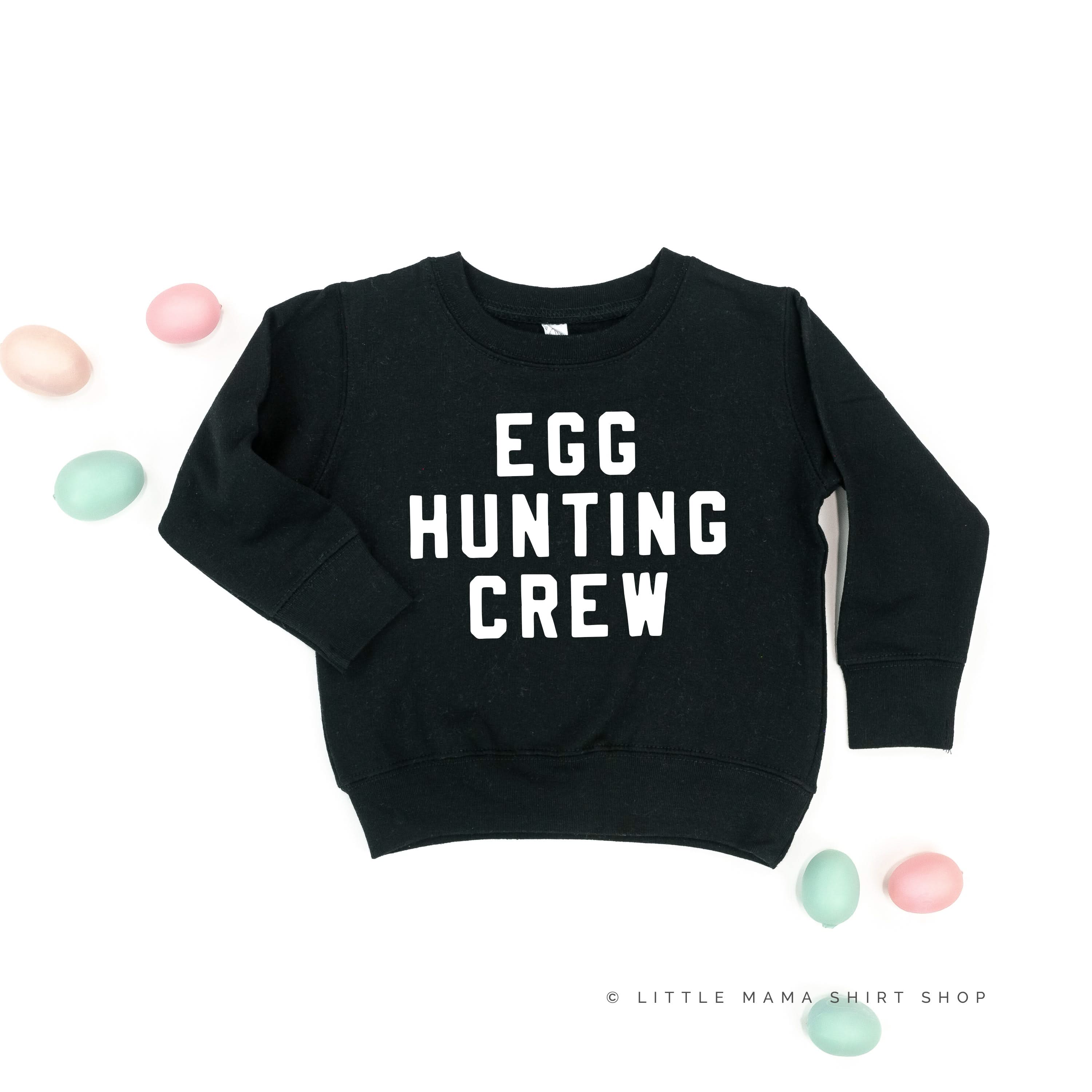 Block Font - Egg Hunting Crew - Child Sweater Little Mama Shirt Shop