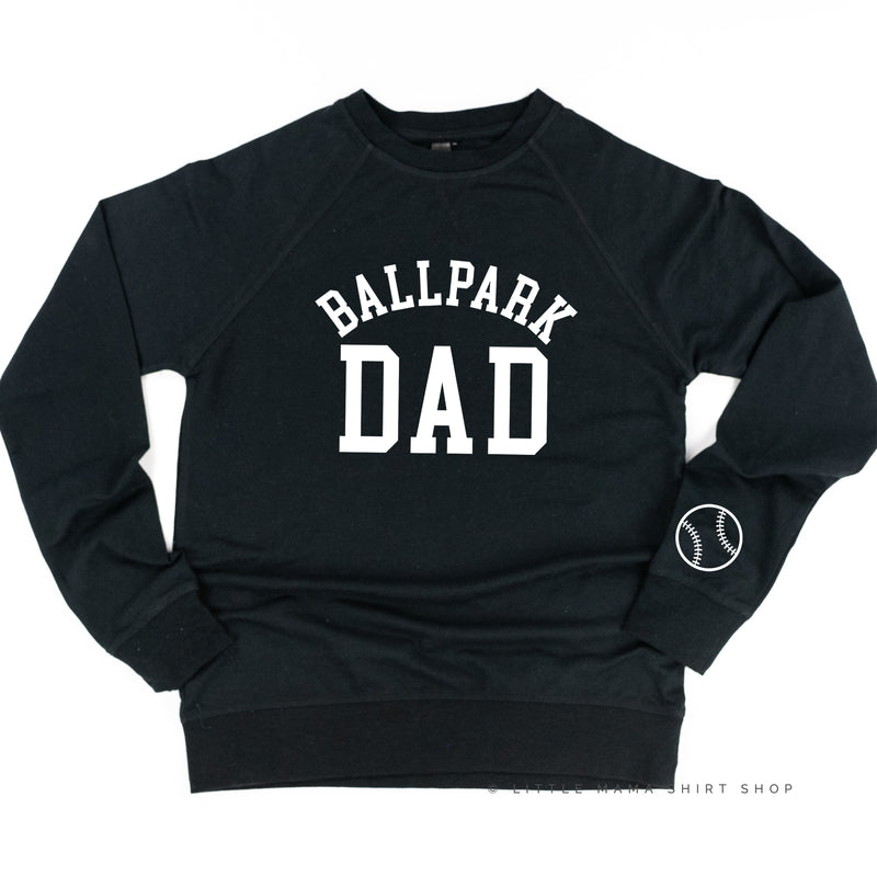 Ballpark Dad - Baseball Detail on Sleeve - Lightweight Pullover Sweater