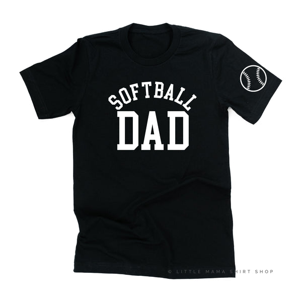 Softball Dad - Baseball Detail on Sleeve - Unisex Tee