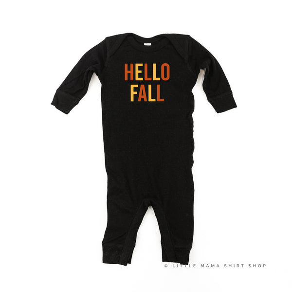 HELLO FALL - BLOCK FONT - One Piece Baby Sleeper