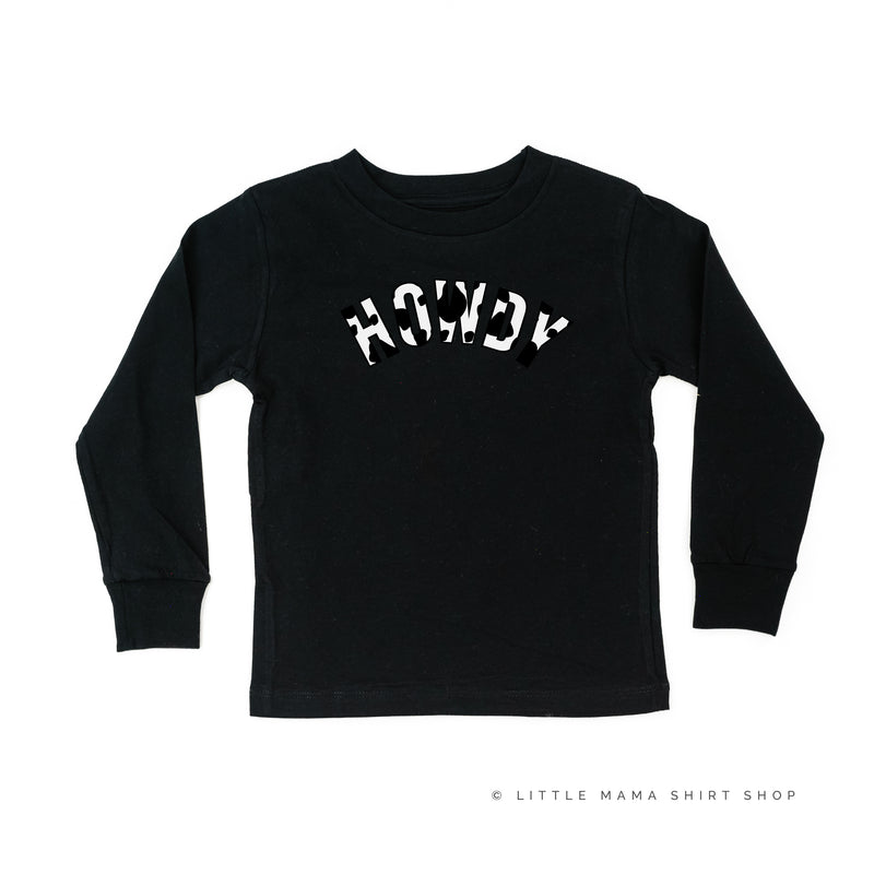 HOWDY - Cow Print - Long Sleeve Child Shirt