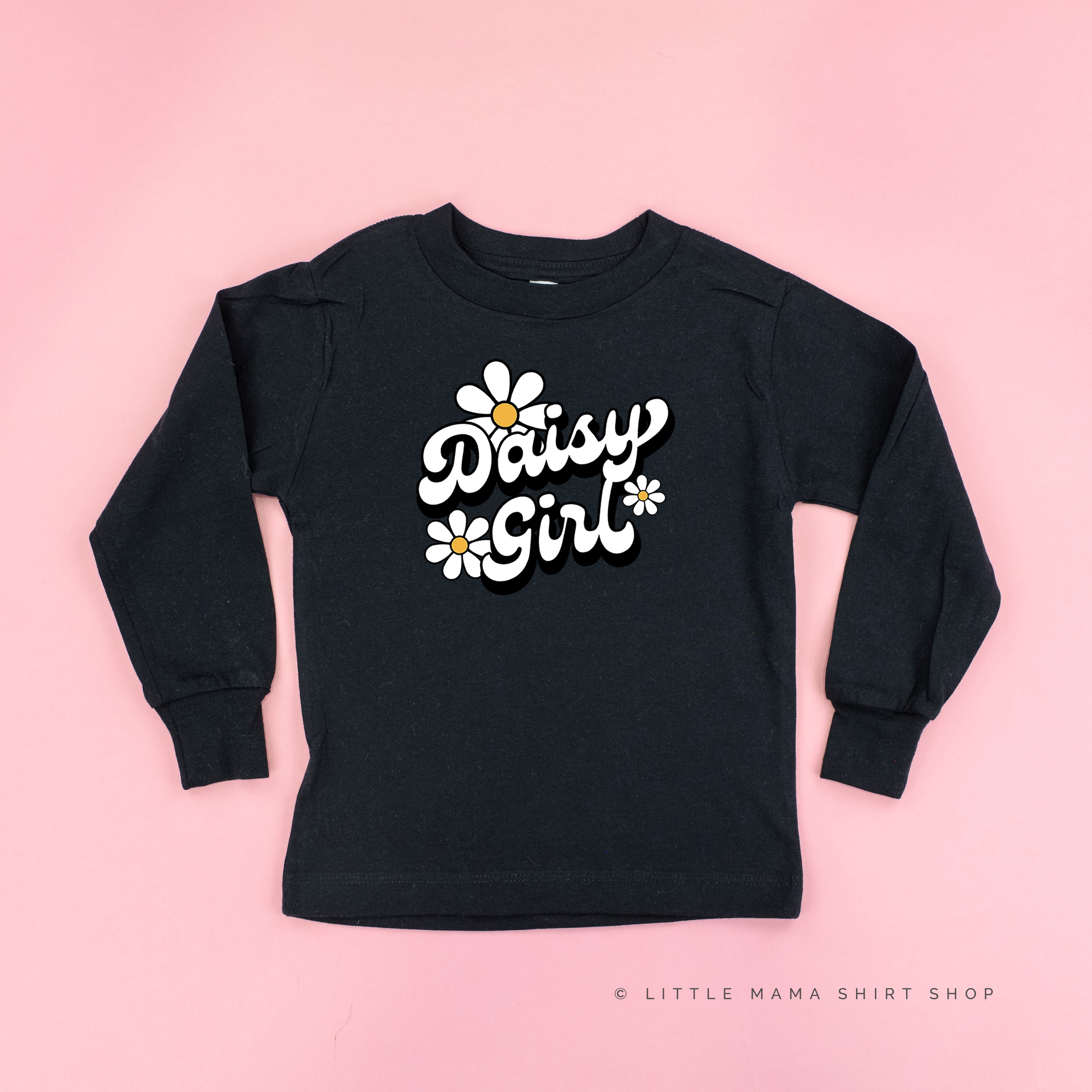 Daisy Girl - w/ Full Daisy on Back - Child Long Sleeve Tee Little Mama Shirt Shop