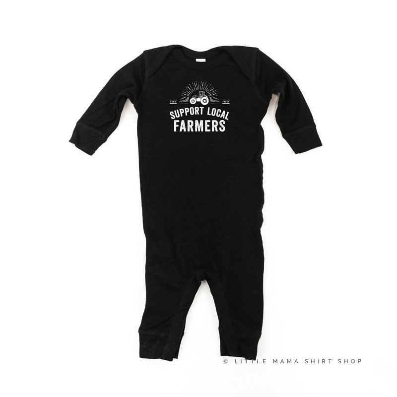 Support Local Farmers - Distressed Design - One Piece Baby Sleeper