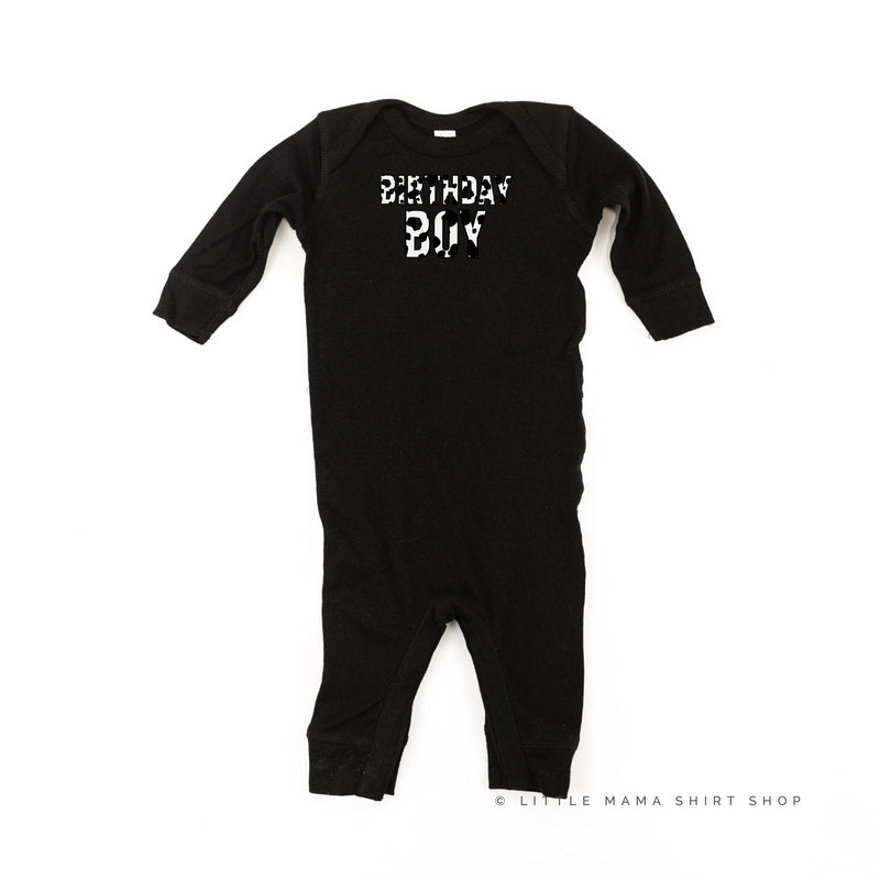 BIRTHDAY BOY - Cow Print - One Piece Baby Sleeper
