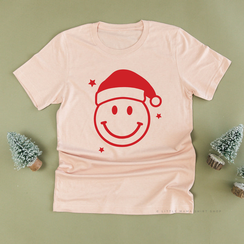 Santa Hat - Smiley Face - Unisex Tee