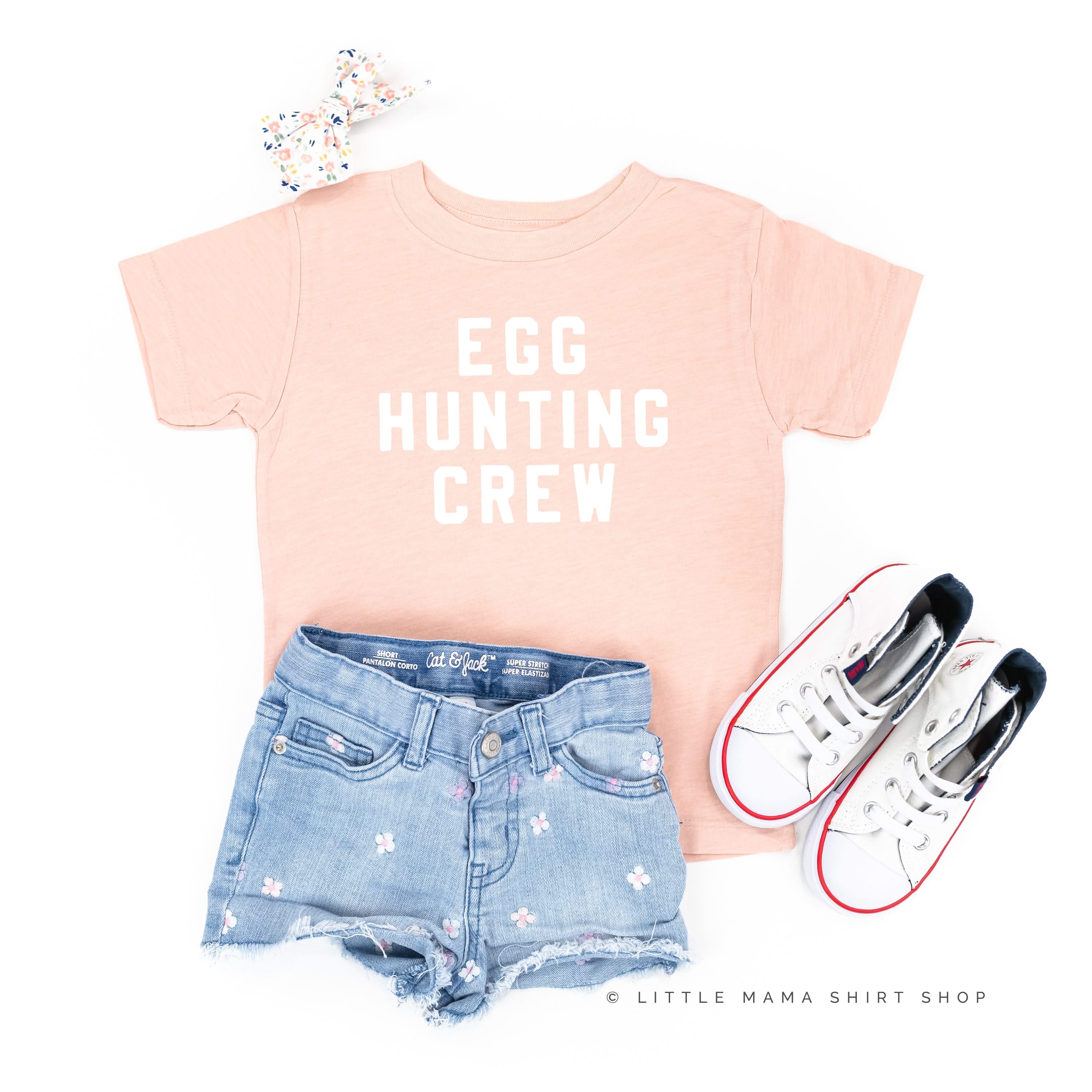 Block Font - Egg Hunting Crew - Child Tee Little Mama Shirt Shop