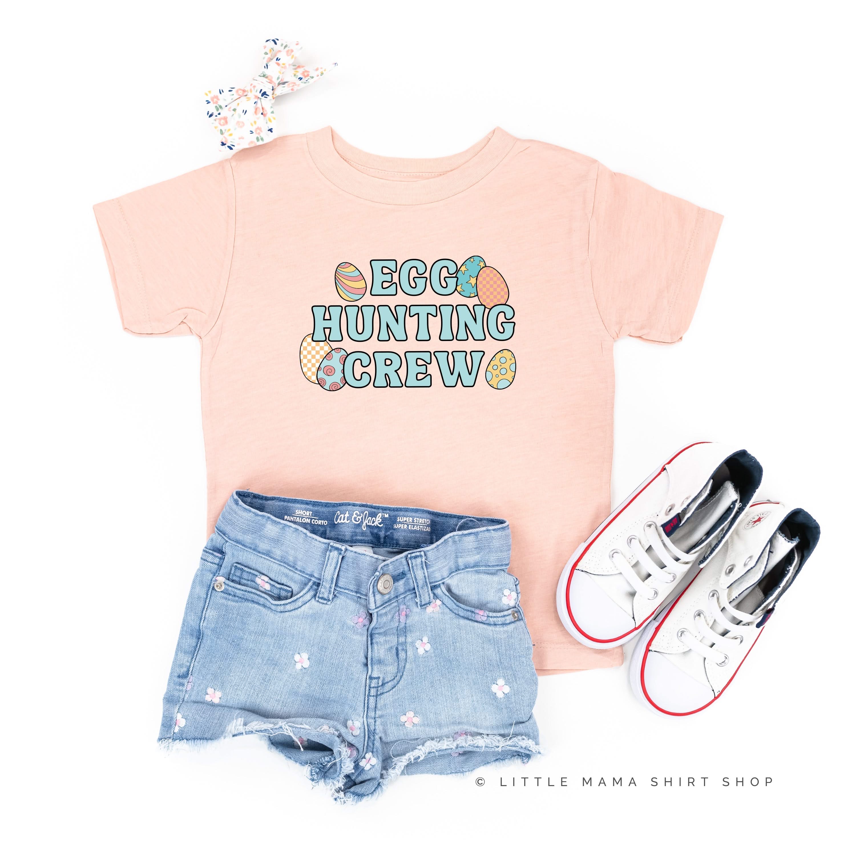 Egg Hunting Crew - Groovy w/ Eggs - Child Tee Little Mama Shirt Shop
