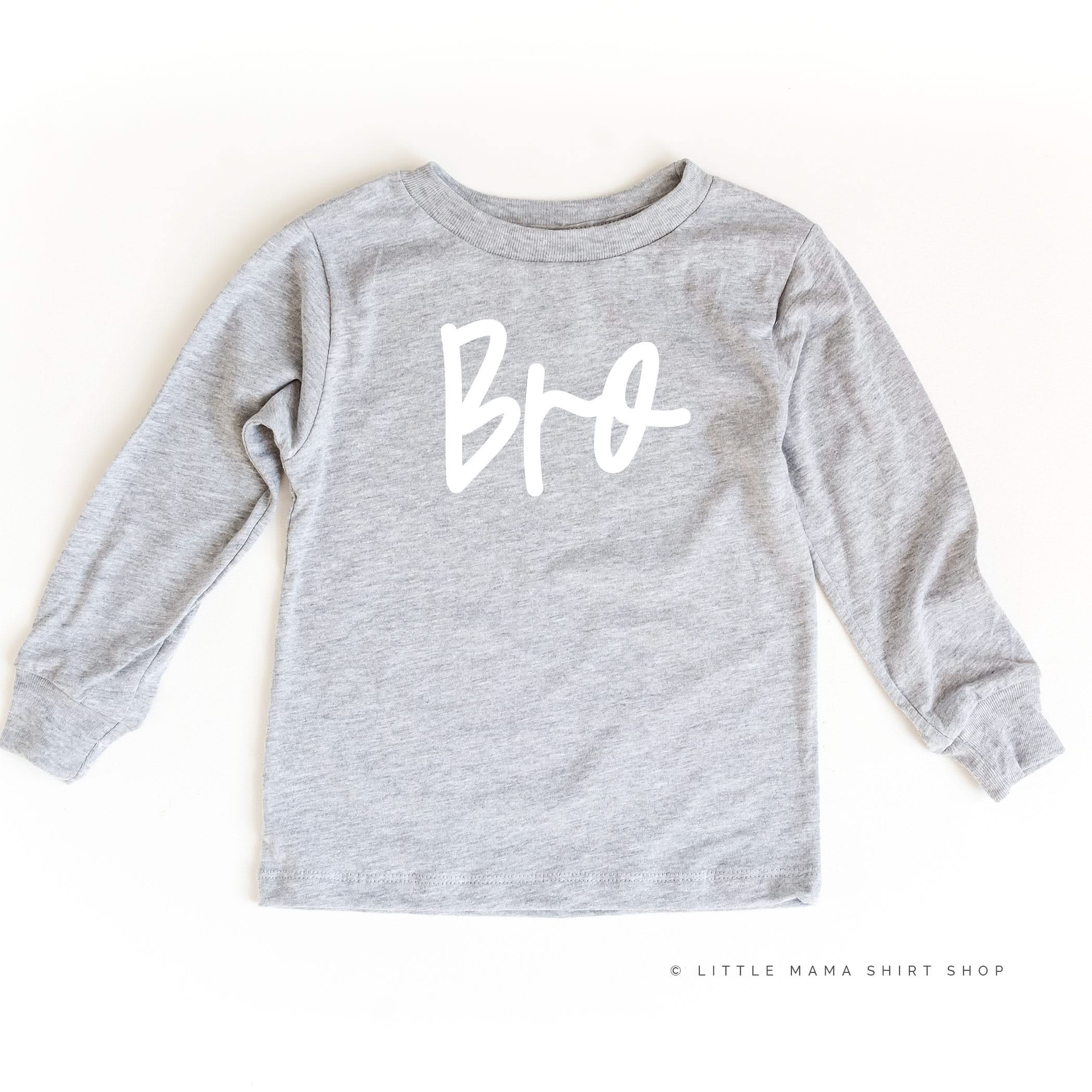 Bro - Cursive - Long Sleeve Child Shirt Little Mama Shirt Shop