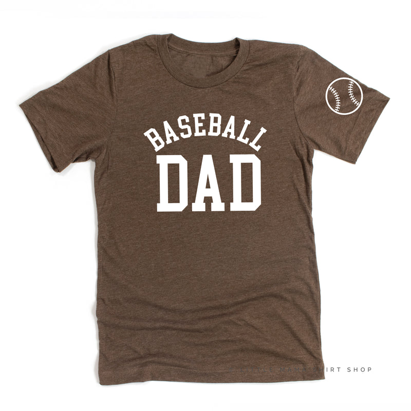 Baseball Dad - Baseball Detail on Sleeve - Unisex Tee